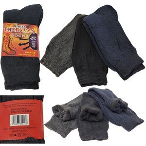 3 x Men's Heavy Duty Thermal Boot Socks Winter Warm Heated Work Crew Sox Cotton